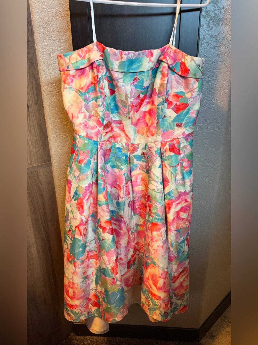 City Chic Floral Fit-and-Flare Strapless Dress with POCKETS